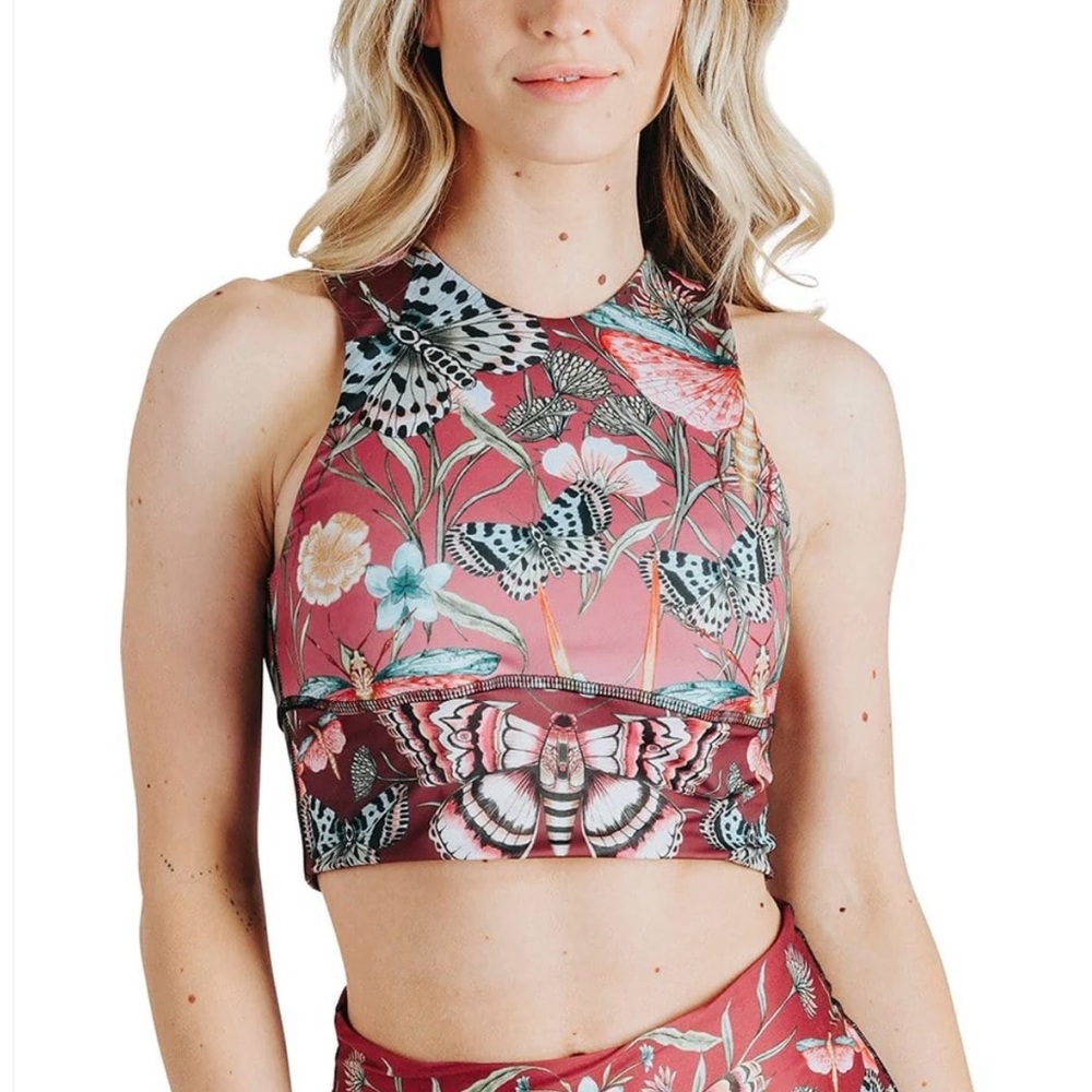 Floral Butterfly Print Crop Top